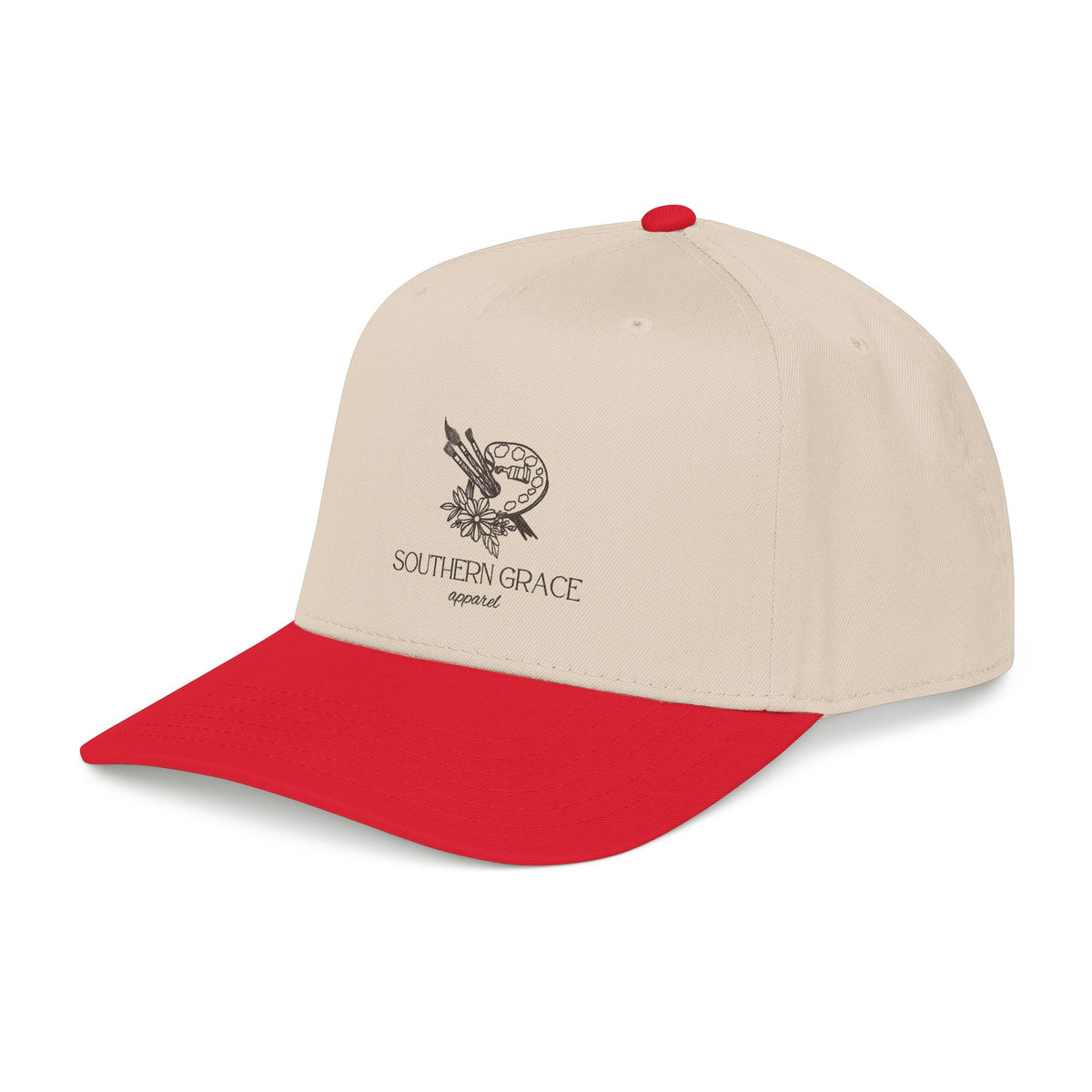 Southern Grace Embroidered Baseball Cap — Two-Tone Forest Green Vintage Logo