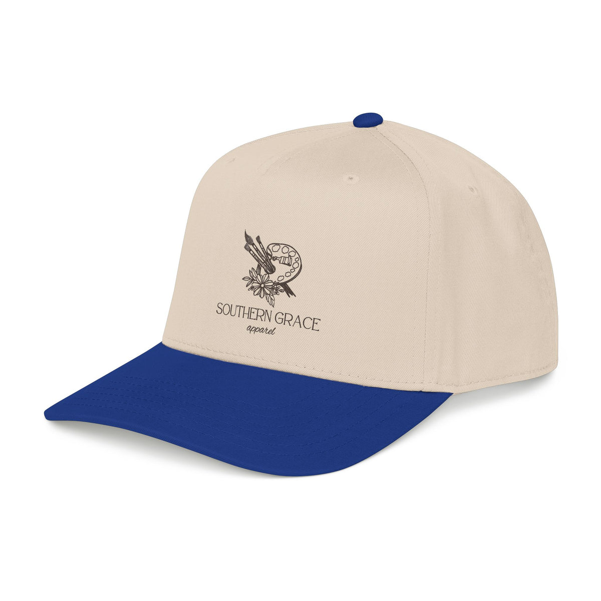 Southern Grace Embroidered Baseball Cap — Two-Tone Forest Green Vintage Logo