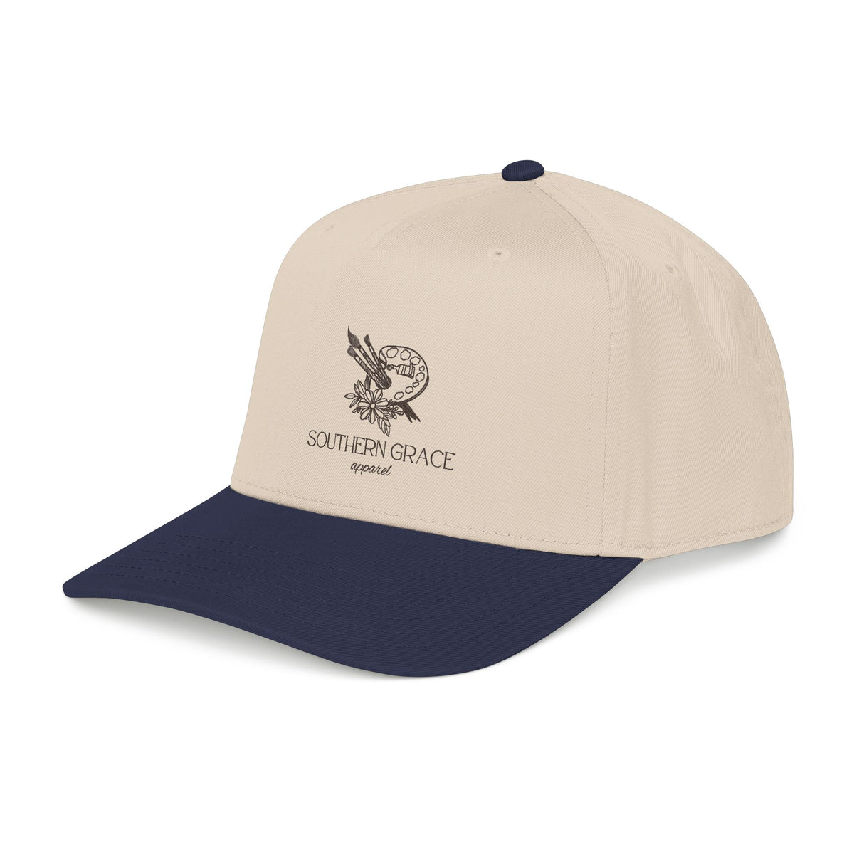 Southern Grace Embroidered Baseball Cap — Two-Tone Forest Green Vintage Logo