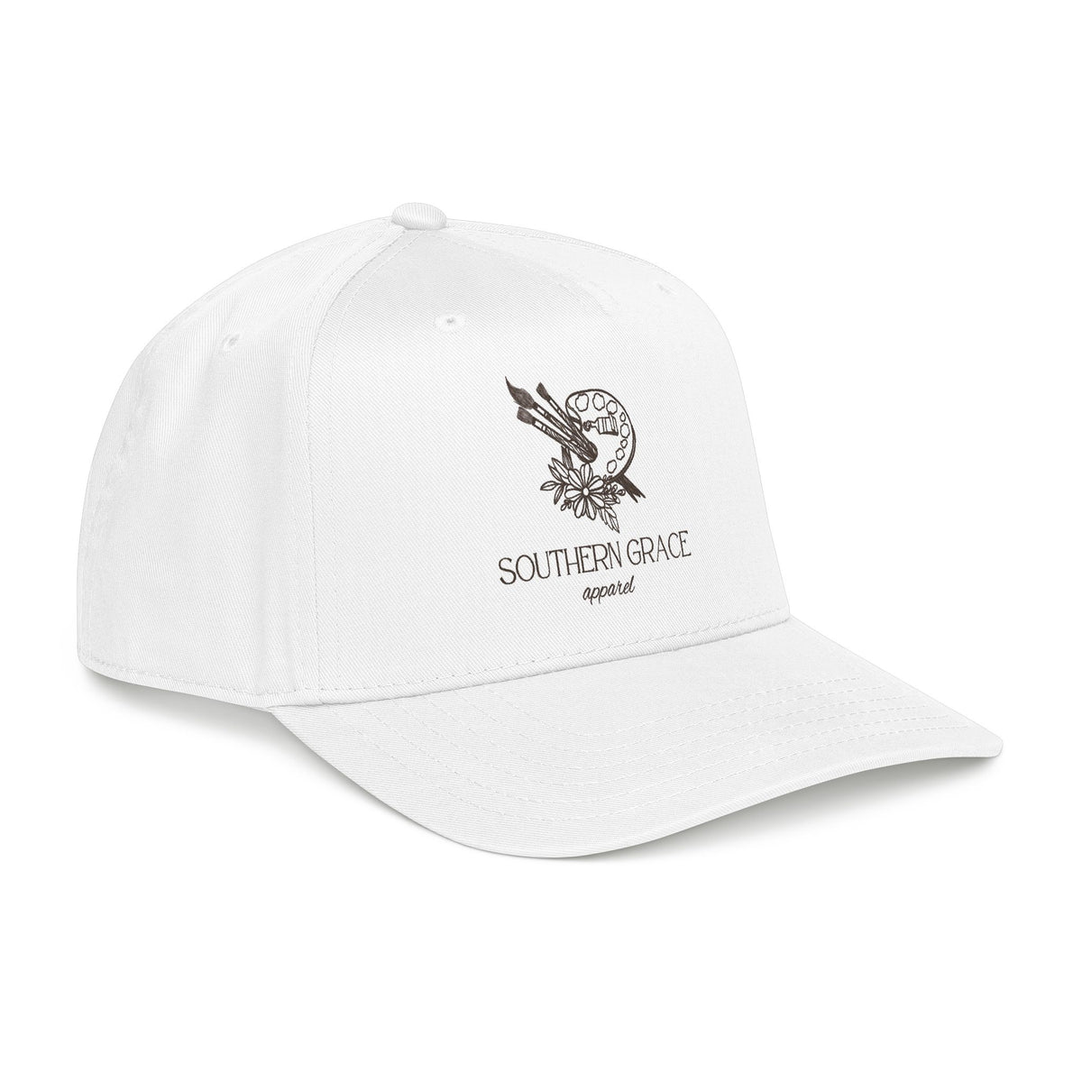 Southern Grace Embroidered Baseball Cap — Two-Tone Forest Green Vintage Logo