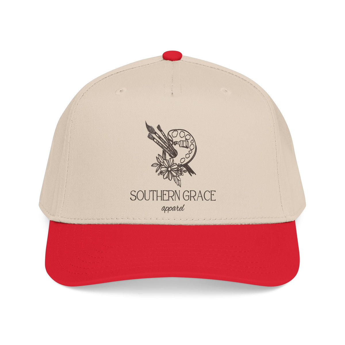 Southern Grace Embroidered Baseball Cap — Two-Tone Forest Green Vintage Logo