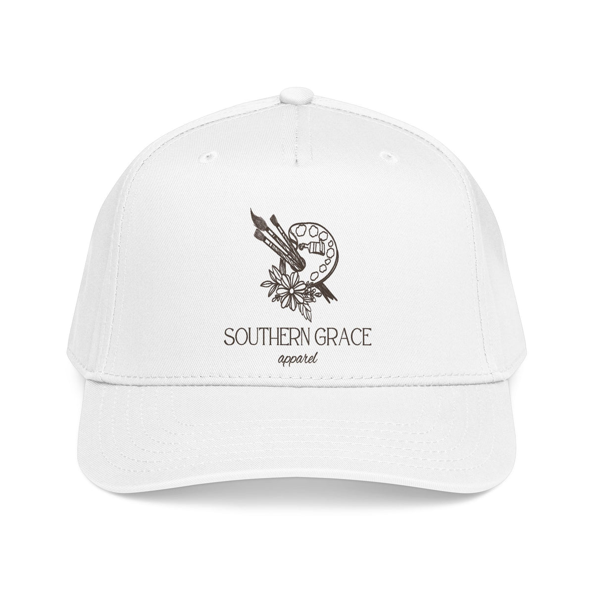Southern Grace Embroidered Baseball Cap — Two-Tone Forest Green Vintage Logo