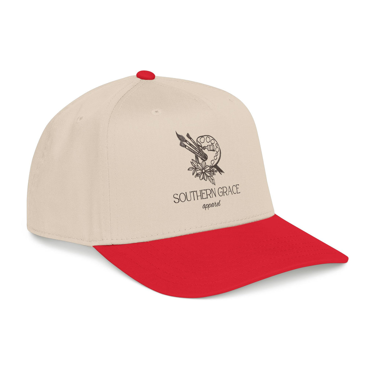 Southern Grace Embroidered Baseball Cap — Two-Tone Forest Green Vintage Logo