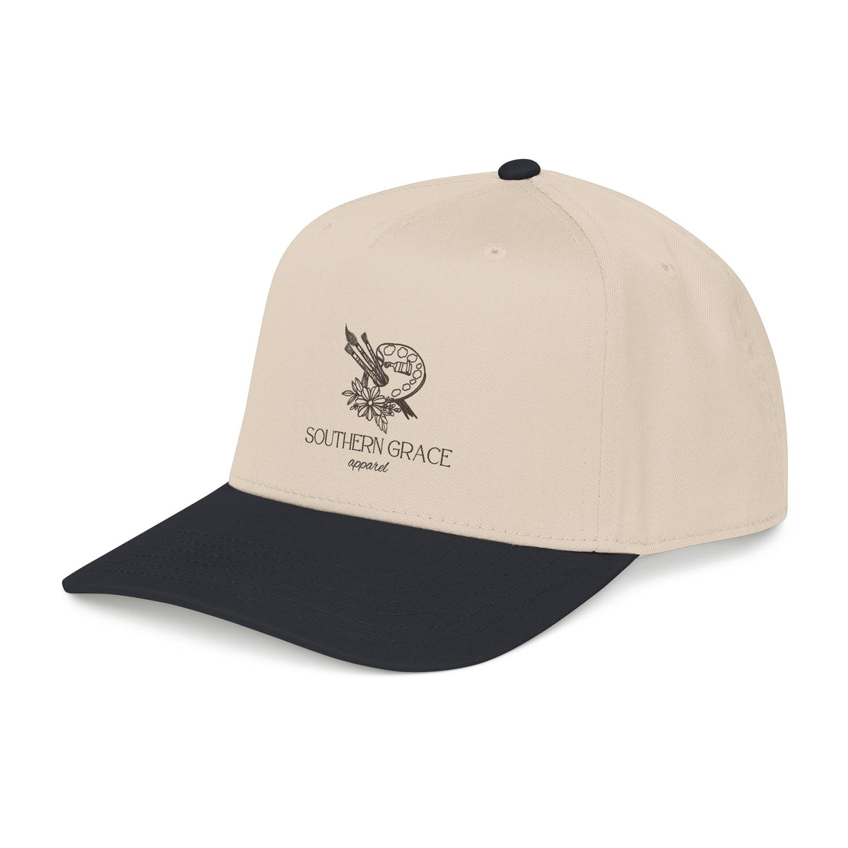 Southern Grace Embroidered Baseball Cap — Two-Tone Forest Green Vintage Logo