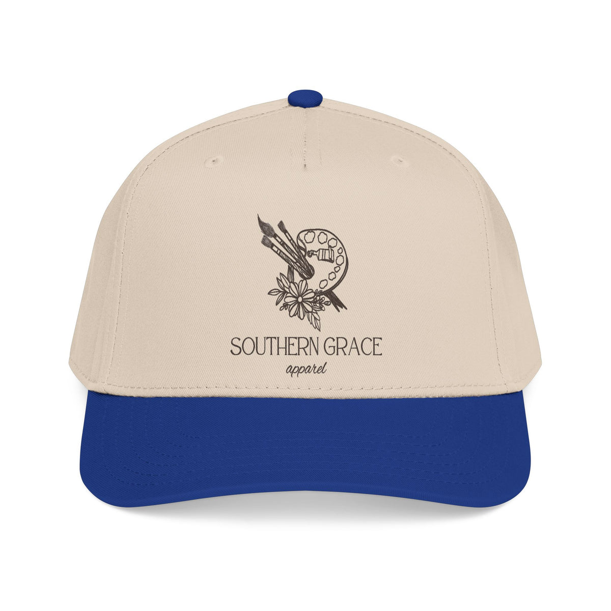 Southern Grace Embroidered Baseball Cap — Two-Tone Forest Green Vintage Logo