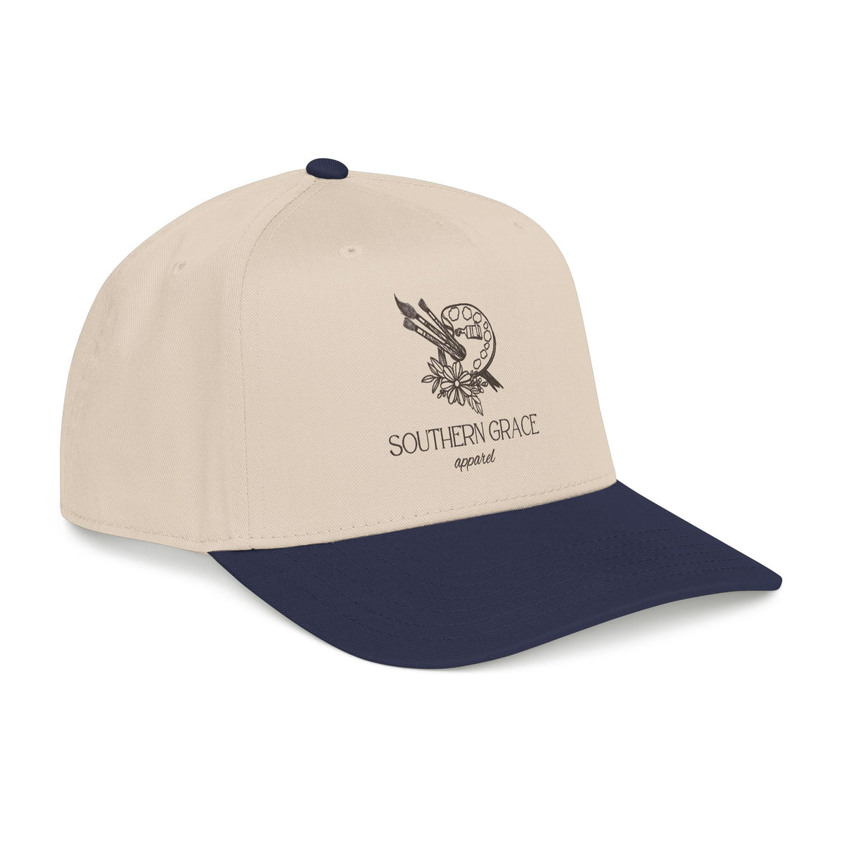 Southern Grace Embroidered Baseball Cap — Two-Tone Forest Green Vintage Logo