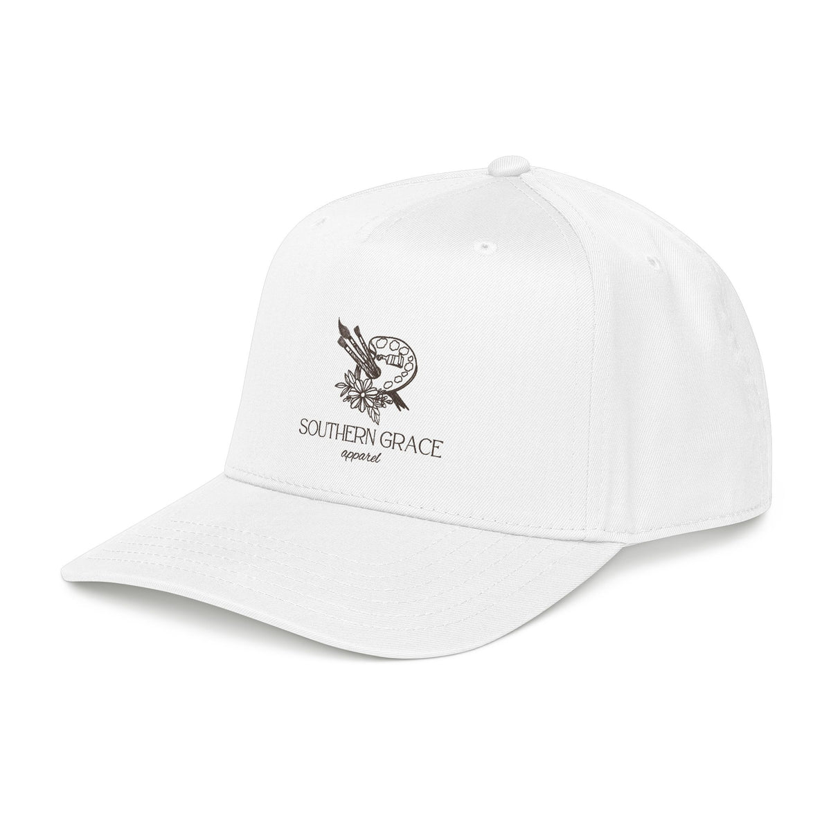 Southern Grace Embroidered Baseball Cap — Two-Tone Forest Green Vintage Logo