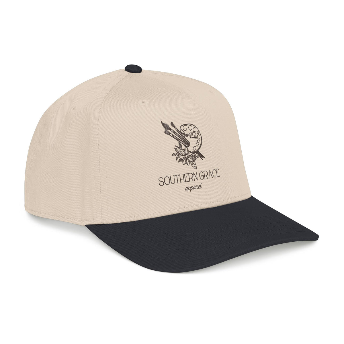 Southern Grace Embroidered Baseball Cap — Two-Tone Forest Green Vintage Logo