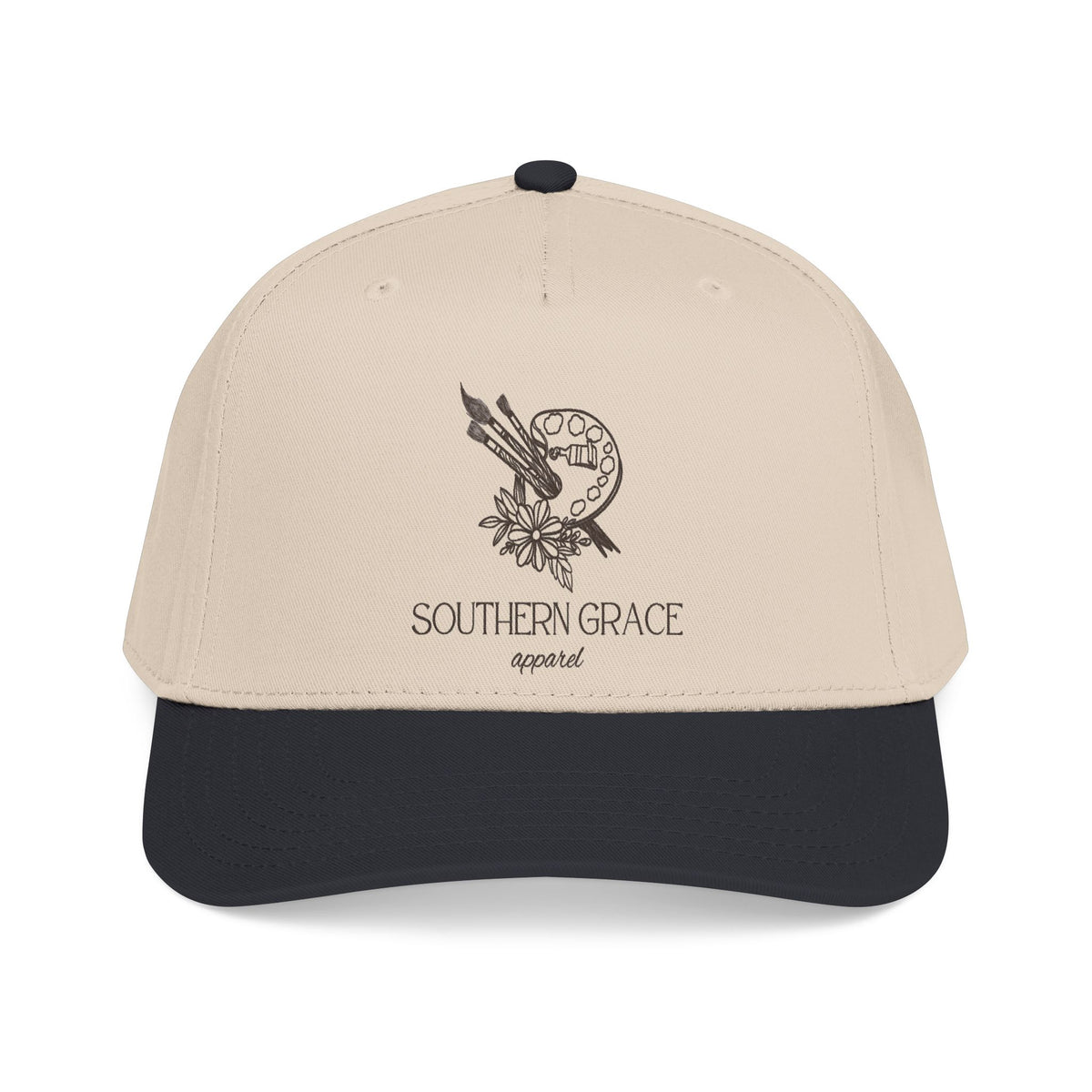 Southern Grace Embroidered Baseball Cap — Two-Tone Forest Green Vintage Logo