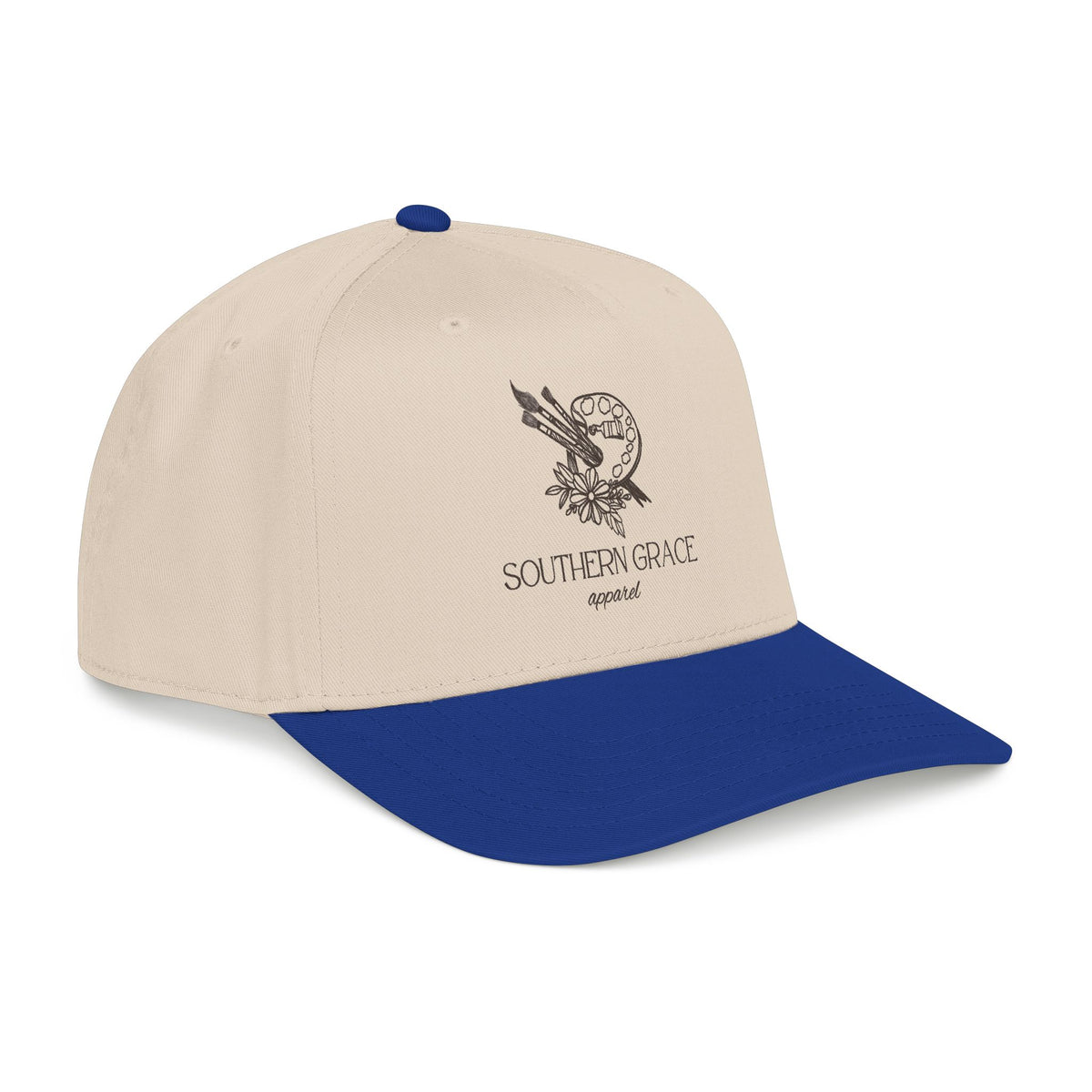 Southern Grace Embroidered Baseball Cap — Two-Tone Forest Green Vintage Logo